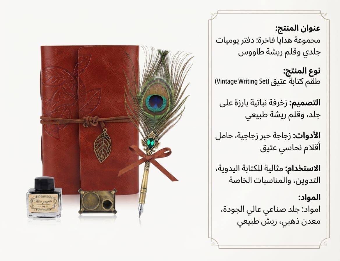 Fountain Pen & Leather Notebook Gift Set - 1