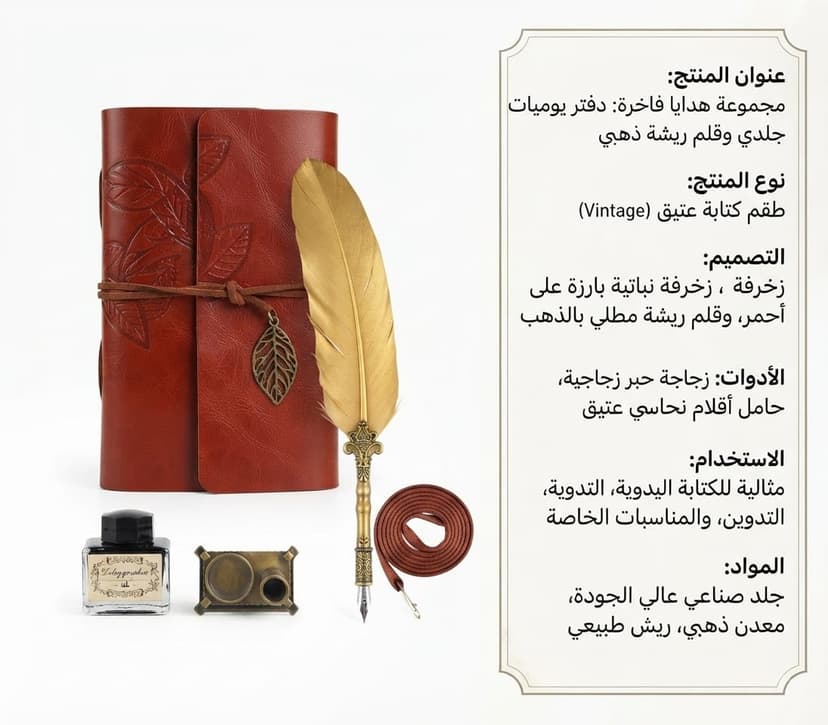 طقم هدية قلم بلاتيني + نوتة جلد