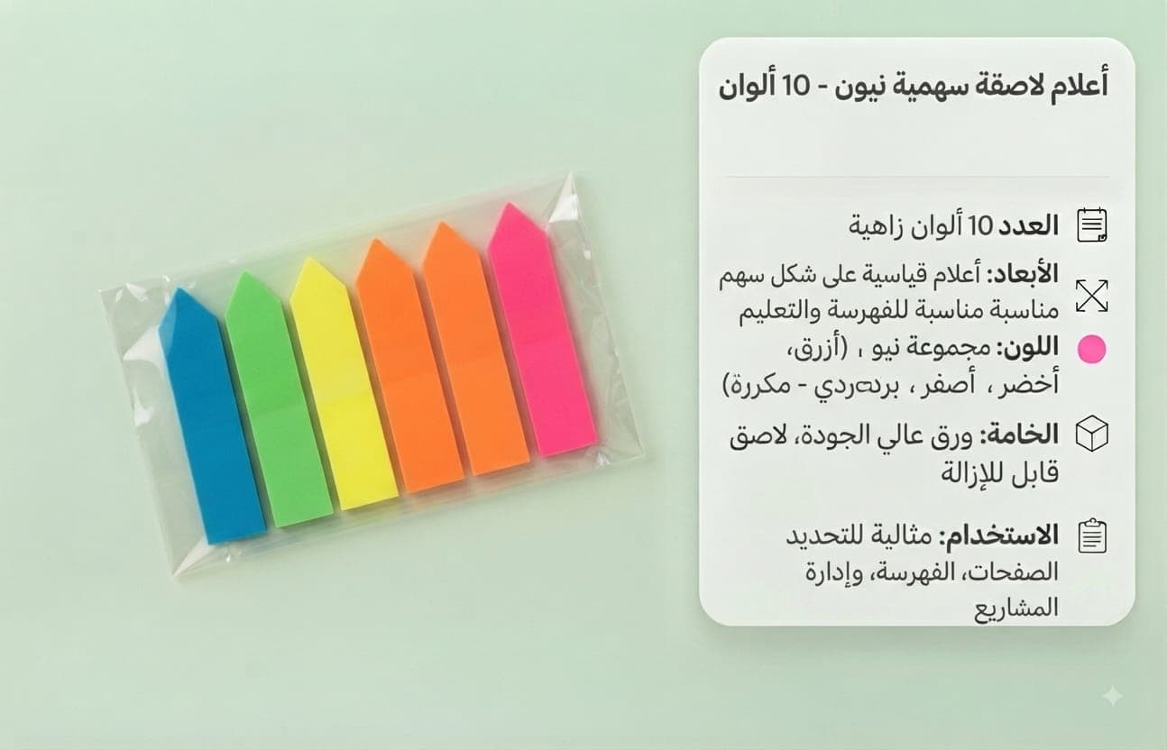 فواصل لاصقة شفافة PET سهم 6 ألوان - 1